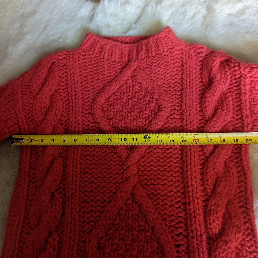 I Love Mr. Mittens Diamond Oversized Cable Knit Wool Sweater in Red - Picture 15 of 16